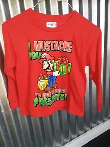 Boys Long Sleeve Christmas Mario Bros Shirt Size 8 *FREE SHIPPING* - Picture 1 of 1