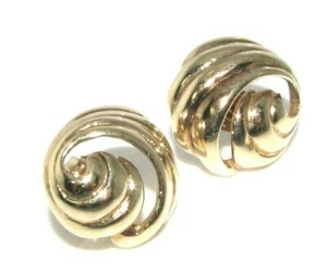 Ladies womens 9ct 9carat yellow solid gold spiral shell stud earrings - Picture 1 of 5
