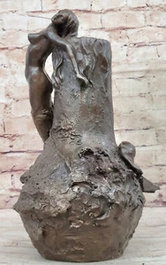 Bronze Sculpture Statue Vintage Style Pure Mermaid Vase Ocean Fish Home Collecti - Picture 1 of 10
