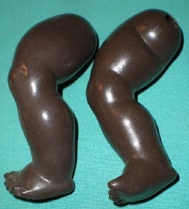 Vintage celluloid doll legs, turtle mark 25, dark coloured, Strampelchen, SK - Picture 1 of 1