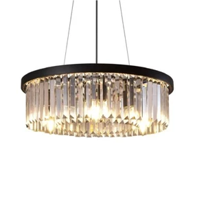 Elegant Modern Crystal Chandelier for Dining Room, 6 Lights Black Farmhouse W22" - Picture 1 of 8