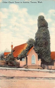 Postal WA: Torre de la Iglesia más antigua de América, Tacoma, Washington DB publicada 1910 - Imagen 1 de 2