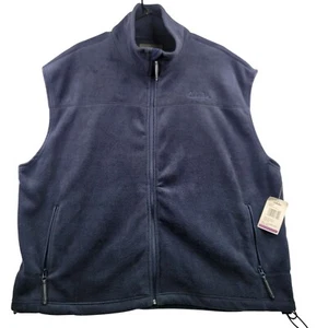 Cabelas Mens Navy Fleece Vest 2XL Full-Zip Sleeveless Outdoor Apparel - Picture 1 of 11