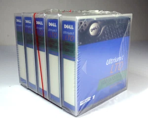 Pack of 5 Dell Ultrium-1 LTO Data Cartridges Tapes 100/200GB NEW & SEALED - Afbeelding 1 van 2
