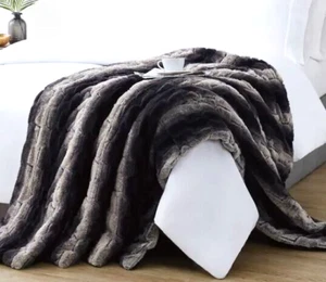 Christian Siriano 60" X 70" Black Ombre Oversized Luxury FauxFur FilledThrow$100 - Picture 1 of 5