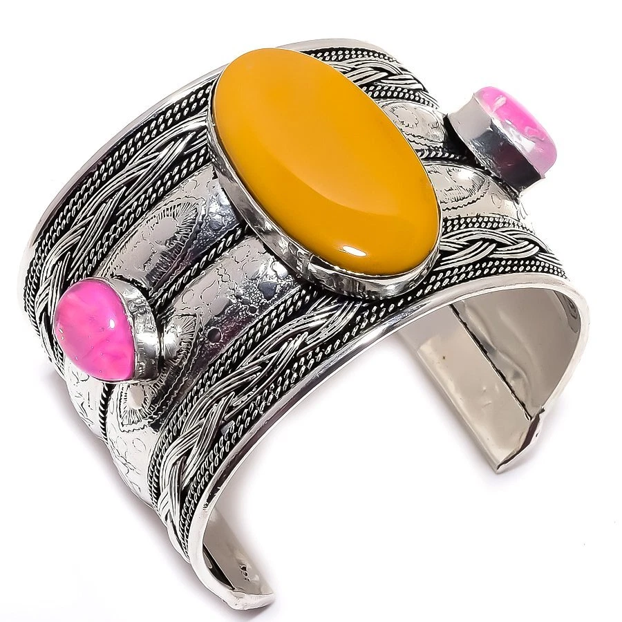 Mookaite, Opal Gemstone Handmade 925 Silver Cuff Bracelet Adjustable R-824 - Image 1 of 1