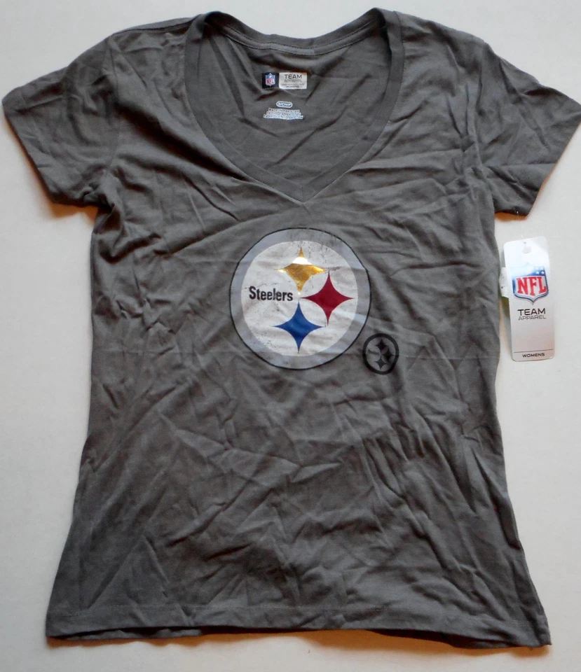 CAMISETA PITTSBURGH STEELERS MUJER MEZCLA ALGODÓN MANGA CORTA S M L NUEVA CON ETIQUETAS GRIS Foto 1 de 1