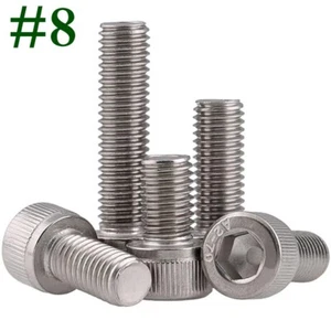#8-32 UNC A2 Stainless Steel Socket Head Cap Screws Allen Drive Hex Bolts Coarse - Picture 1 of 13