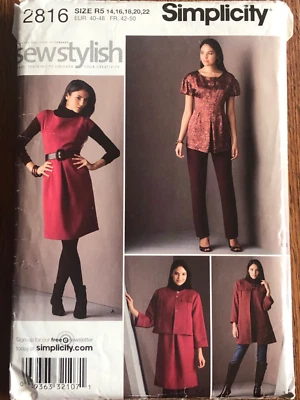 Simplicity Sew Stylish 2816 Misses' Dress Top Jacket Pants Pattern Size 14-22 - Image 1 of 3