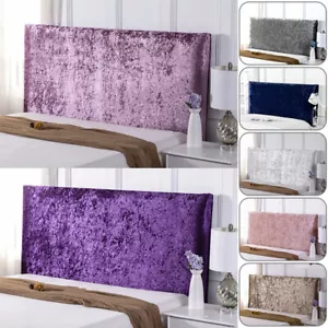 Luxury Elasticated Bed Headboard Cover Crushed Velvet Slip Covers Head Board - Picture 1 of 21