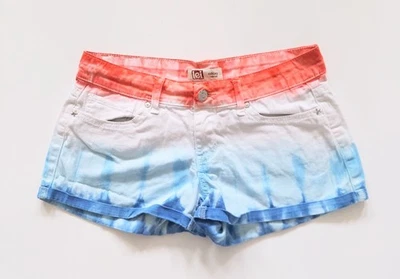 L.E.I. Pantalones cortos de jean Ashley de tiro bajo talla 5 rojo blanco azul Foto 1 de 4