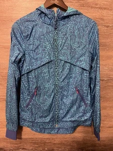 Ivivva Lululemon Jacket size 14 blue Girls windbreaker full Zip Hoodie - Picture 1 of 8