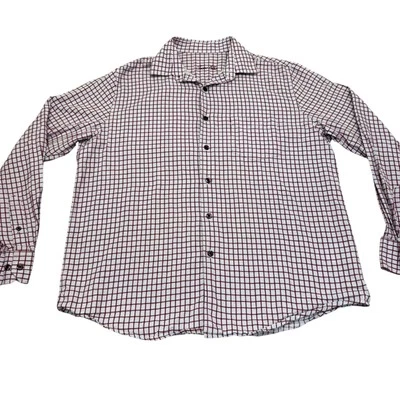Camisa masculina Tasso Elba Business tamanho médio vermelha quadriculada 100% algodão - Imagem 1 de 4