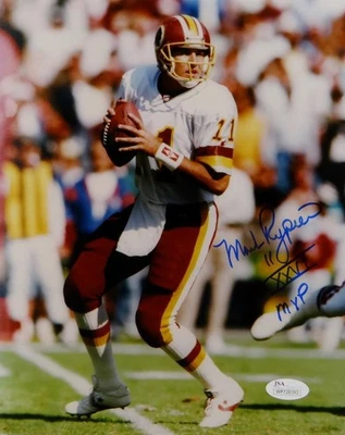 Mark Rypien Autografiado Redskins 8x10 Buscando Pasar con Foto MVP - JSA con Auténtico Foto 1 de 2