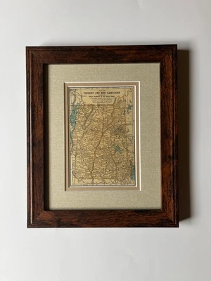 1891 VERMONT & NEW HAMPSHIRE "Copper" Matthews-Northrup Map Frame/Mat SEE DESCR - Image 1 of 3