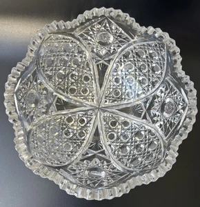 ABP geschliffene Glasschale 8" Brillantzeit - Sägezahnrand antik Kristall schwer - Bild 1 von 10