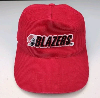 Vintage Portland Trail Blazers Snap Back Corduroy Hat Universal Red Snapback Vtg - Imagem 1 de 4