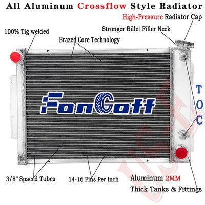 CU370 4 Row Aluminum Radiator For 67-1969 1968 Chevy Pontiac Camaro Firebird Foto 1 de 4