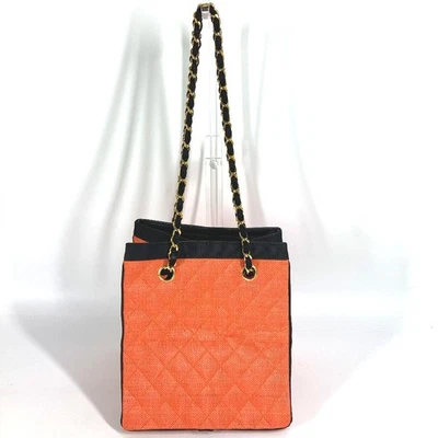 CHANEL vintage Matelasse Quilted Double Chain Tote Bag Bicolor Shoulder Bag - Image 1 of 4