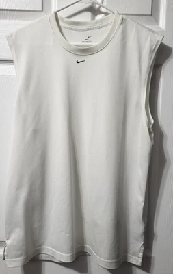 Nike Dri-FIT Tank Top Mens Medium Sleeveless White Running Athletic Shirt Check - Image 1 of 4
