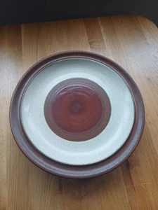 Vintage 1970s Denby Potters Wheel Tan Rust Large Dinner Serving Plates Platter X - Picture 1 of 10