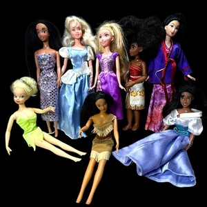 Disney Princess Dolls Misc Moana, Mulan, Tinker Bell, Jasmin etc. Set of Of 8 - Picture 1 of 17