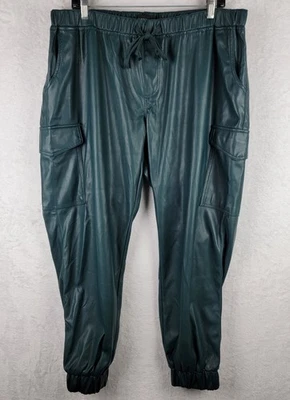 Pantalones de chándal cargo de cuero sintético casi famosos Hunter ropa de calle verde Y2K Hip Hop  Foto 1 de 4