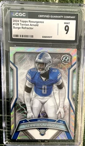 2024 TOPPS RESURGENCE SURGE REFRACTOR 106/399 TERRION ARNOLD CGC 9 #129 DETRIOT - Picture 1 of 2