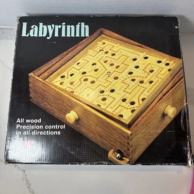 Vintage Labyrinth by Cardinal Wooden Maze Marble Skill Puzzle Game + 1 Balls - Image 1 of 4