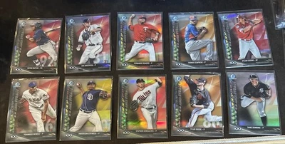2017 BOWMAN CHROME SCOUT'S TOP 100 Lot x 10 Dunning, Cozens, Espinoza, Beede + 6 - Image 1 of 2