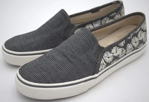 Keds Women’s Slip-On Grey Canvas Sneakers WVF61012 Size 6.5 – Daisy Floral - Picture 1 of 22