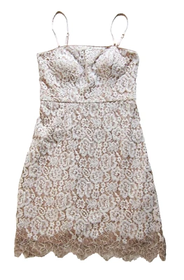 NWT Eliza J Nordstrom Soft Pink White Lace Spaghetti Strap Sheath Slip Dress 10 - Image 1 of 4