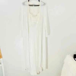 De Colección Flora Nikrooz Marfil Novia Peignoir Conjunto de Bata y Vestido Talla LG Hecho en EE. UU. - Imagen 1 de 12