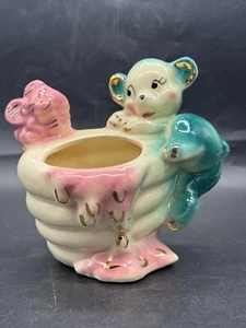 Royal Copely  honey bee and honey bear w/ bee succulent planter , 1950's - Picture 1 of 10