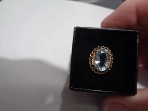 Natural Aquamarine Gemstone 14K Solid Yellow gold setting. - Picture 1 of 4