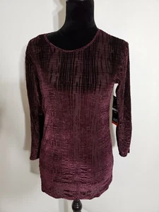 NWT Womens Rebecca Malone Top Blouse Tunic Sz Small Burgundy  - Picture 1 of 5