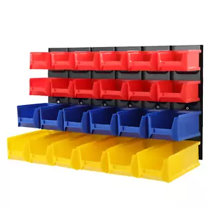 Giantz 24 Bin Rack Storage Bin Wall Mounted Tools Board Work Organiser Garage AU - Picture 1 of 7