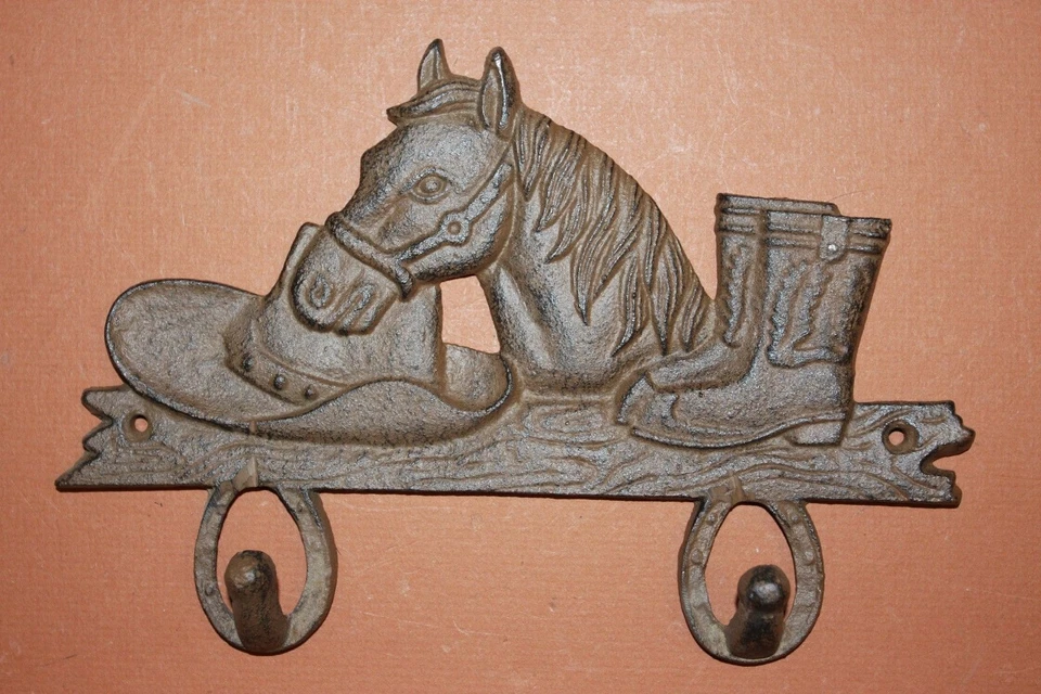 Kids Western Theme Bath Decor, Rustic Horse Cowboy Bath Towel Wall Hook, W-7 Foto 1 de 1