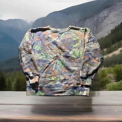 Camo Sweatshirt Brents Mens MED Photoflauge Hunting Outdoor Forest Brown Green - Image 1 of 4