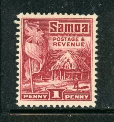 SAMOA 143a SG150 MH 1921 1p lake KGV Flag & House Perf 14X14&1/2 CV$9 - Image 1 of 2