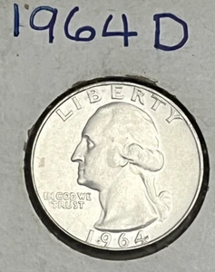 1964 Washington Quarter with Shifted D/D Mint Mark on Reverse of Quarter - Picture 1 of 7