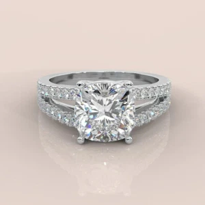 IGI Certified 1.50 Ct D/VVS1 Lab Grown Cushion Diamond Engagement Ring -Platinum - Picture 1 of 11