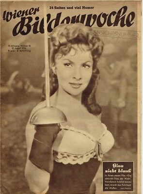GINA LOLLOBRIGIDA Cover Magazine 1956 Vintage Weekly Issue WIENER BILDERWOCHE ! - Image 1 of 2