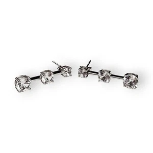 White Sapphire Journey Earrings Rhodium Plated Sterling 925 Silver Lab Created - Picture 1 of 12