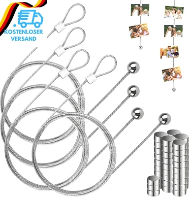 Fotoseil Fotodrahtseil 4 Stück Fotokette Mit 48 Magneten Fotoleine 200 Cm X 1,5  - Bild 1 von 4