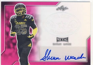 SHAUN WADE 2017 Leaf Metal US Army All American Pink AUTO /20 PATRIOTS - Afbeelding 1 van 2