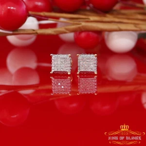 10K Echt Gelbgold mit 0,10CT echten Diamanten Herren/Damen Ohrstecker eckig Ohrring - Bild 1 von 12