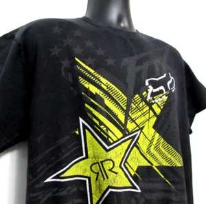 VTG Fox Racing T-Shirt Men Large Black Rockstar Energy Drink Motocross Y2K - Picture 1 of 14