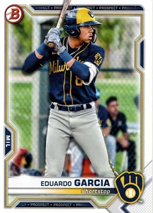Tarjeta de draft de Eduardo García Milwaukee Brewers 2021 Bowman - Imagen 1 de 2