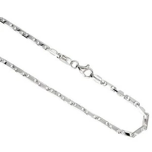 Sterling Silver 3mm Baht (Bullet) Chain Necklace or Bracelet, Beveled Edges - Picture 1 of 3